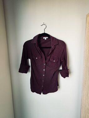 James Perse Women's Button-Down Shirt in Deep Plum